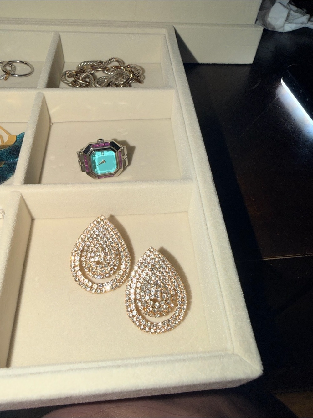 Rose Gold Teardrop Pave Crystal Statement Earrings